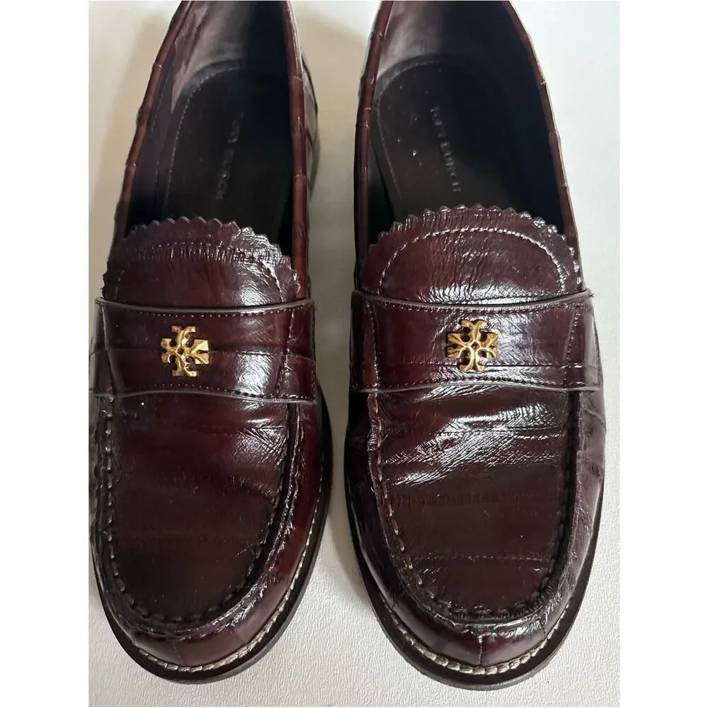 Tory Burch Classic JESSA LOAFER in Dark Brown Eel Size 5.5 ~ Perfect